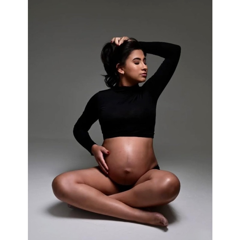 임산부 사진 촬영 세트: 하이 칼라 긴팔 바디수트 &  - Photography Club 리뷰 및 가격